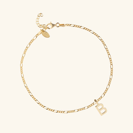 Letter Figaro Anklet Gold